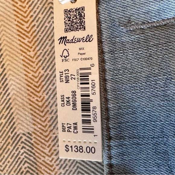 Madewell 10” High-Rise Skinny Crop Jeans W27 Raw Hem Magic Pockets NWT - Picture 3 of 11